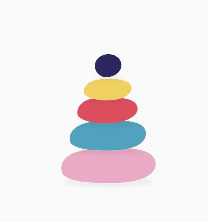 Cairn logo: a stack of coloured stones